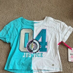 Justice Kids' Turquoise and White 04 Graphic Tee